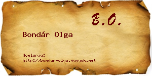 Bondár Olga névjegykártya